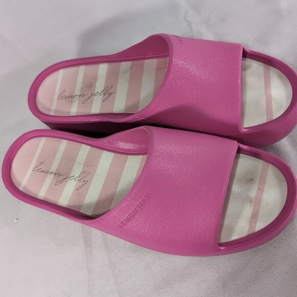 Lemon Jelly 40 Sunny Pink Fuschia Sandals Open Toe Platform Slip On US 10 Slide - Picture 4 of 13